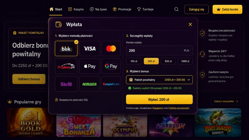 Wybór bonusu w Bizzo Casino